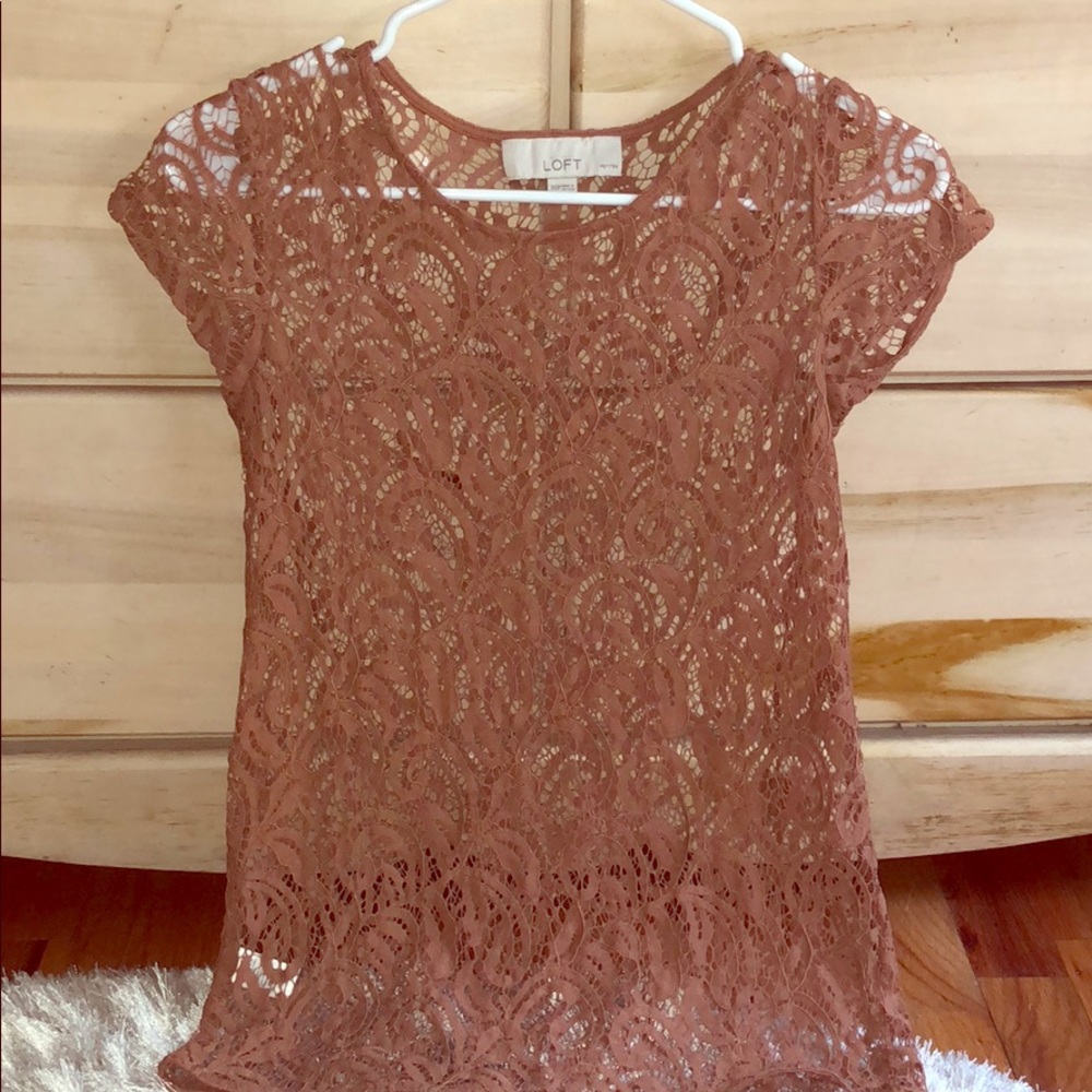 Loft Dark Coral Top